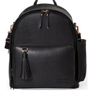 Greenwich Tasseled Vegan Leather Backpack Diaper Bag Black